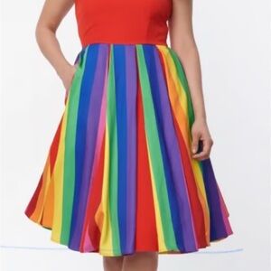 Unique Vintage Multicolor Striped Dress